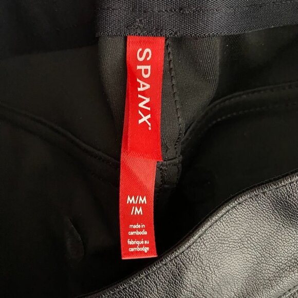 Spanx Leather Like Straight Leg Pants Medium Luxe Black Stretch NWT PT-2080‎ - Picture 7 of 12